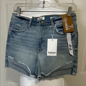 Kensie Denim Blue Jean High Rise Shorts for Women